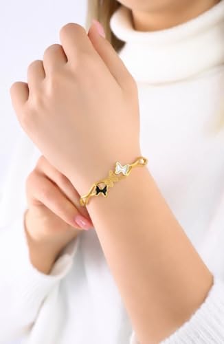 Image of Stylish Gold Plated Bangle for Women | Daily Use Stainless Steel Kada | Anti-Tarnish Waterproof Cuff | Multicolour Crystal Evil Eye | Daily Wear Bracelet For Womens | Premium Gift For Girl