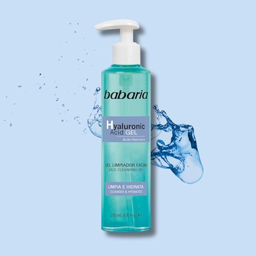 Babaria - Gel Limpiador Facial de Ácido Hialurónico 200 ml | Para Todo Tipo de Pieles | Gel Limpiador Facial Hombre y Mujer