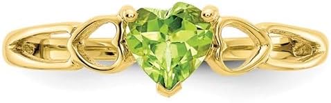Fine Color Jewels Valentines Gift for Women Genuine Solitaire 14K Yellow Gold Heart Birthstone Ring Birthstone Jewelry Gift for Wife or Girlfriend - Gold Heart Ring for Her - Image 4