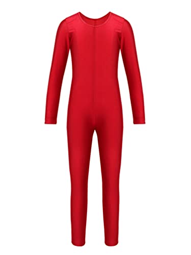 YiZYiF Maillot Largo Body Completo para Niñas Maillot Gimnasia Rítmica Manga Larga Body Entero Mono Danza Yoga Leotardo Ballet Traje Bailarina 5-12 Años Rojo 8-10 años