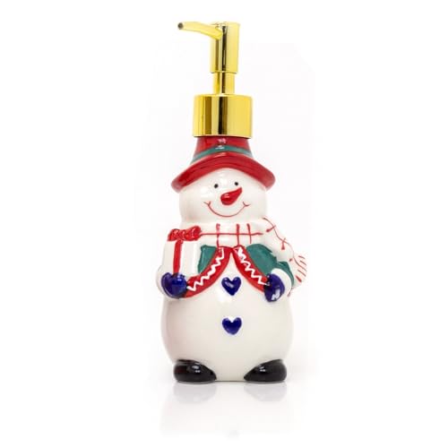 Christmas Character Soap Dispenser | Ceramic Hand Soap Dispenser Bathroom Soap Dispenser | Novelty Hand Wash Dispenser Kitchen Soap Dispenser - Snowman