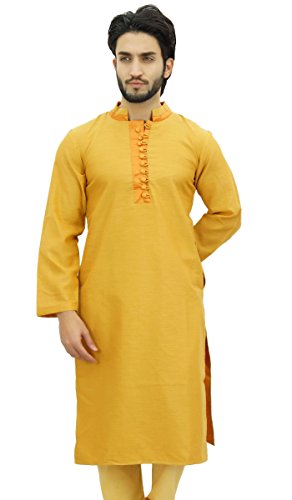 Atasi Men's Long Kurta Maroon Dupion Ethnic Bollywood Style Shirt4