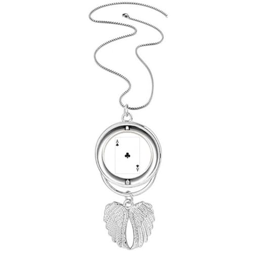 Collier pendentif cartes à jouer ailes d'ange Club A anti-ternissement durable