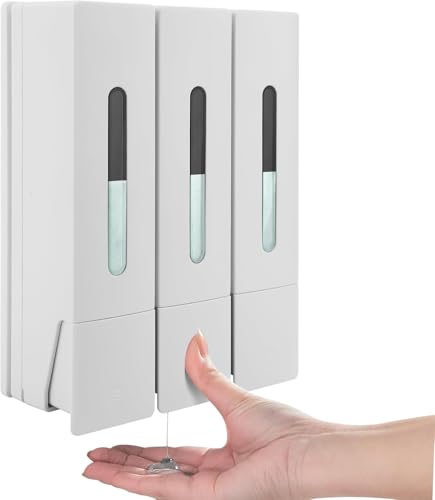 Dispensador de jabón para Pared,3 x 400 ml,sin taladrar,dispensador Triple de champú de Gel de Ducha,con Ventana Transparente,para champú, Gel de Ducha,jabón líquido de Manos Dispensador de jabón para Pared,3 x 400 ml,sin taladrar,dispensador Triple de champú de Gel de Ducha,con Ventana Transparente,para champú, Gel de Ducha,jabón líquido de Manos