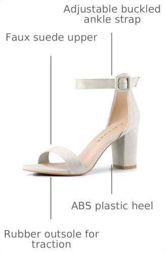 Image of Allegra K Women's Open Toe Chunky High Heel Buckle Ankle Strap Sandals | 3 3 /8 inches Heels with Faux Suede, Comfortable Block Heels Sandal for Women, Summer Dressy Shoes