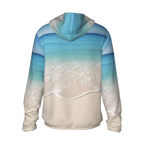 Camiseta masculina Beach Clear Sea Sand com capuz com proteção solar FPS 50+ manga comprida Rash Gua