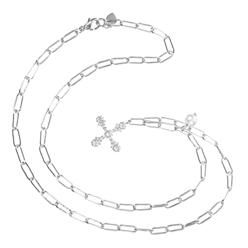 Collier croix en argent sterling et perle zircon HMJGDZG pour femme