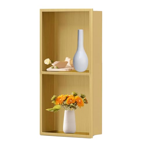 Douche acier inoxydable brossé 304 étagère murale double couche salle de bain