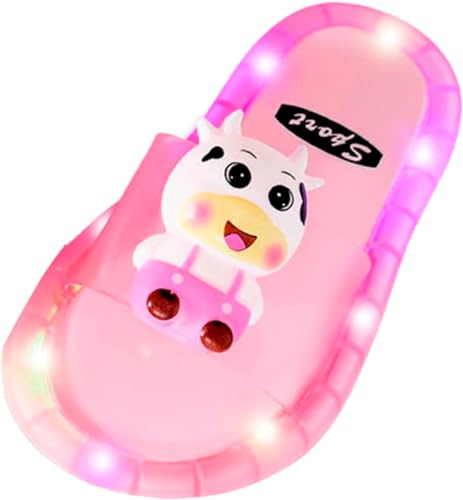 Hecatombic Scarpe luminose per cartoni animati per bambini ragazzi scarpe leggere a LED pantofole estate per bambini carino fondo morbido antiscivolo pantofole da spiaggia e da piscina (Rosa,28)