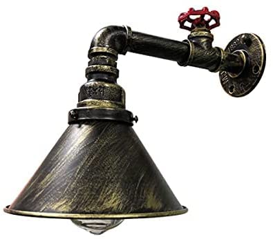Apliques de pared E27 con tubo de agua, estilo industrial, lámpara de pared de metal de bronce, para pasillo, vintage, retro, bar, pared, nostálgico, arte decorativo para vestíbulo, comedor, escalera,