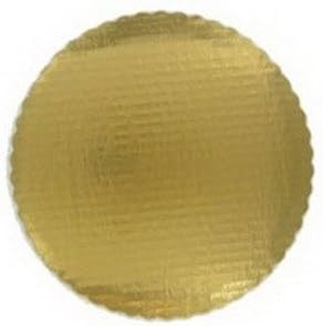 Vineland Packaging Single Wall Corrugated Scalloped Edge Cake Circle Gold, 12" Diameter | 100/Case