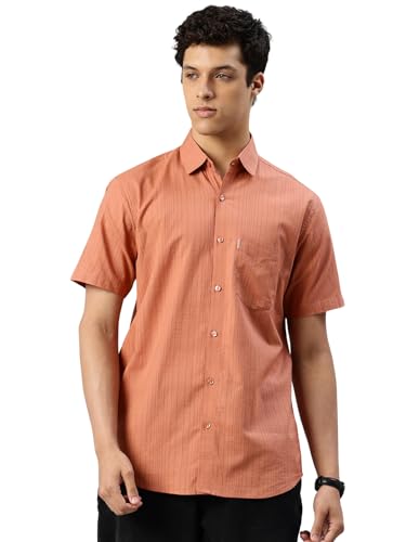 Image of Majestic Man Men's Pure Cotton Dobby Weave Checks Slim Fit Half Sleeve Casual Shirt