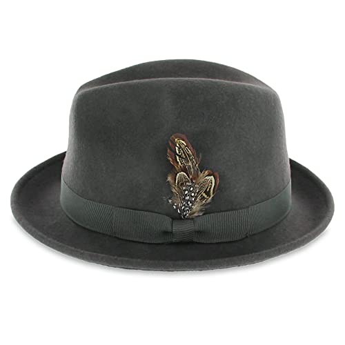 Belfry Trilby Men/Women Snap Brim Vintage Style Dress Fedora Hat 100% Pure Wool Felt Available In Black, Grey, Pecan (Brown Xl) #TOP6