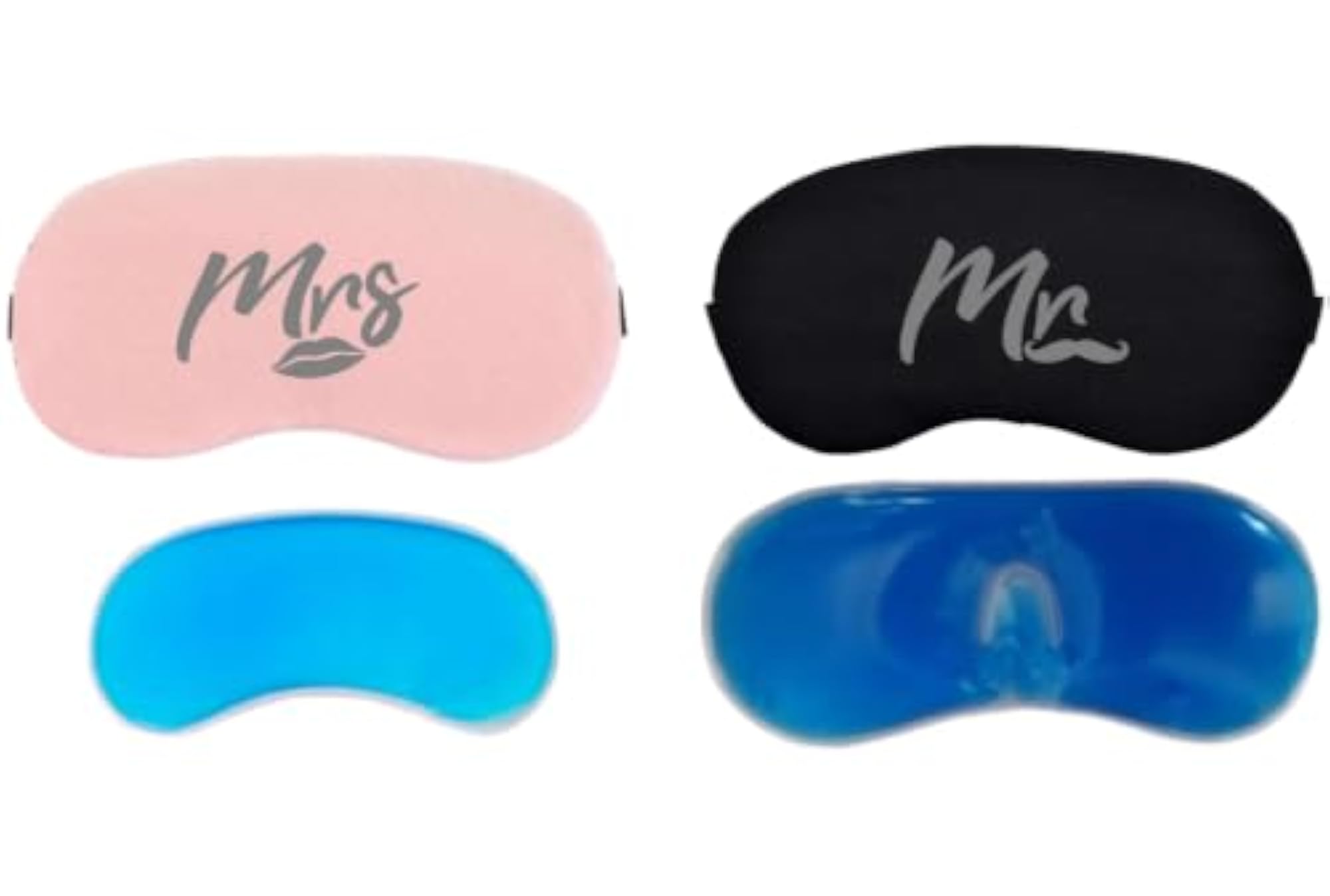 Cooling Gel Eye Mask for Sleeping - Mrs. Typography Black & Grey Plush Comfort