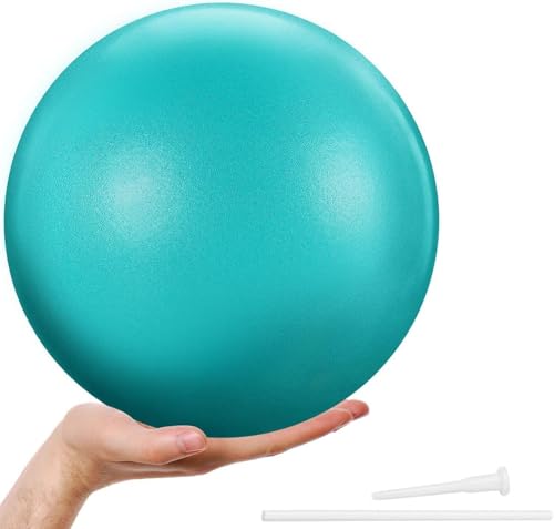 Pure Health Exercise Fitness Swiss Yoga Ball - Anti Burst Extra thick with Hand Pump for Home Gym -Birthing Ball for Yoga Pilates Fitness Pregnancy & Labour (Light Teal 23 cm)