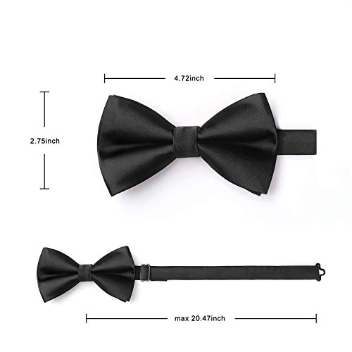 Image of HISDERN Bow Ties for Men Solid Color Pre-Tie Bow Tie and Pocket Square Set Classic Formal Tuxedo Bowties for Wedding Party