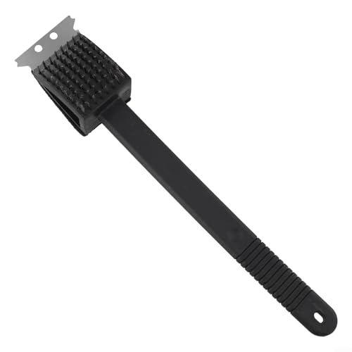Herramienta de limpieza de barbacoa de tres funciones con cerdas de acero inoxidable, raspador integrado y esponja suave para mantenimiento de parrillas