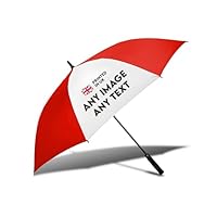 TheDogTagCo PERSONALISED Red Umbrella with Photo or Logo – Custom Lightweight All-Weather Rain Gear, Durable UK Made, Automatic One-Button Opening, Unique Gift Idea