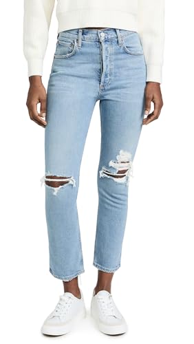 AGOLDE Women's Riley High Rise Jeans, Whiplash, Blue, 31