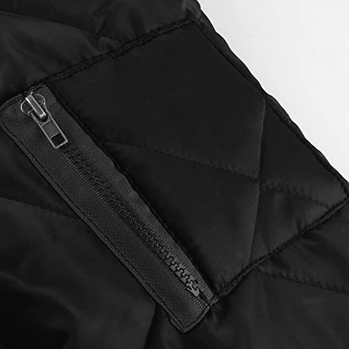 Cropped Jacket Man Long Sleeve Casual Home Fall Cool Coats Zip Collarless Cotton Solid Fit Jacket Mens Black #TOP2