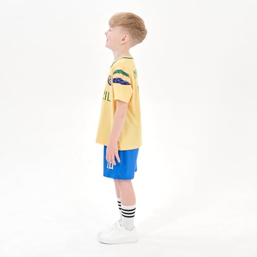 Cnins Brasil Youth Jerseys for Kids Soccer Football Practice Outfit for Boys Brazil Soccer Outfit Girls (CNSK-Bz,10Y)