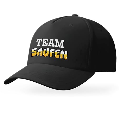 Tassenbrennerei Kappe Team Saufen lustiges Basecap für Party Junggesellenabschied Männer Frauen Geschenk Trink Mütze (Schwarz)