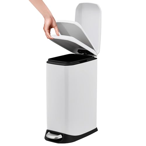 Recopilación de Cubos de reciclaje para el hogar los 5 mejores. 50 Bote de basura, de acero inoxidable de 3.2 galones con tapa de cierre suave y pedal de pie, cubeta de basura de cocina resistente a las huellas dactilares, cubos de reciclaje para...