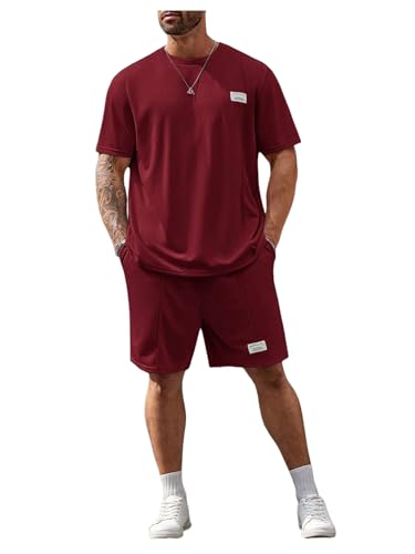 Men's Big and Tall Shorts Set Short Sleeve T Shirt and Track Shorts Clothing Set 2 Piece Outfits