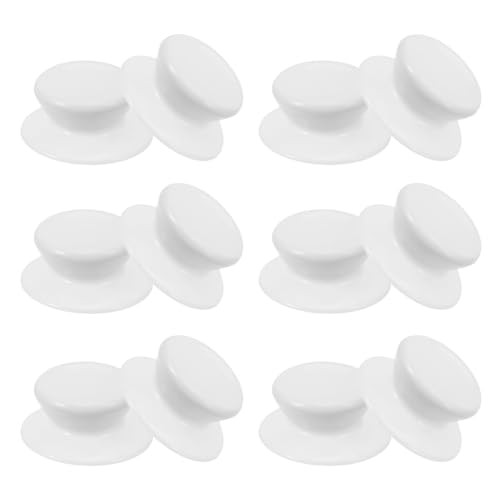 Milisten Lot de 12 Boutons de Couvercle en Plastique Blanc Antidérapant, Poignées de Remplacement Universelles Résistantes la Chaleur pour Ustensiles Cuisine, Accessoires Pratiques