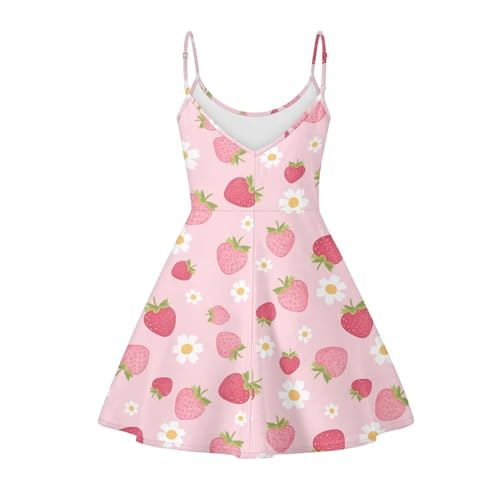 Image of Women's Spaghetti Strap Dress Summer Casual Swing Sundress Girls Beachwear Swing Mini Dress