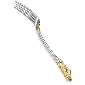 KEAWELL Luxury Dinner Fork, Set of 4, 18/10 Stainless Steel, 8 Inches, Dishwasher Safe, Mirror Polished, Silverware Fork Set (Gold Accent) KEAWELL Luxury Dinner Fork Set of 4 1810 Stainless Steel 8 Inches Dishwasher Safe Mirror Polished Silverware Fork Set Gold Accent