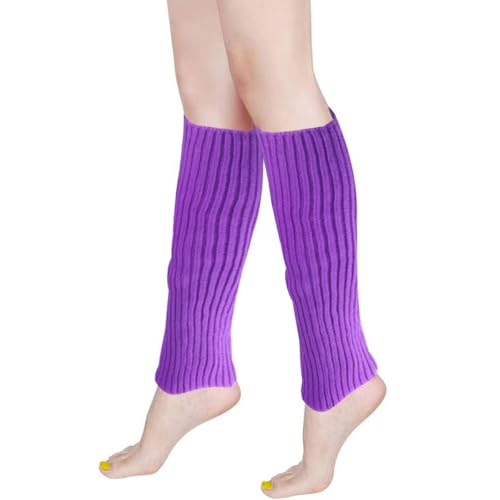 Image of FZBNSRKO Women Girls 80s Knit Leg Warmers Ribbed Long Leg Warmers for Party Sports Accessories