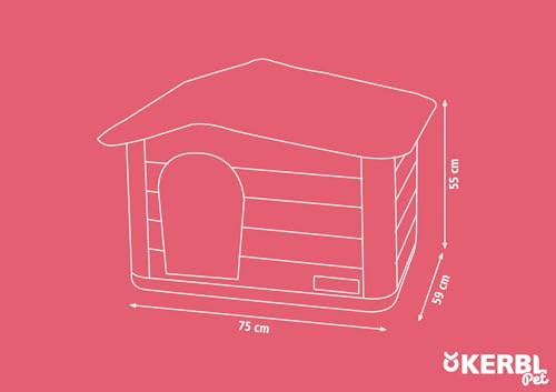 KERBL Katzenhaus Paola Eco – 79 x 59 x 55 cm (Graugrün / Braun, aus recyceltem Kunststoff, Stecksystem) 80911
