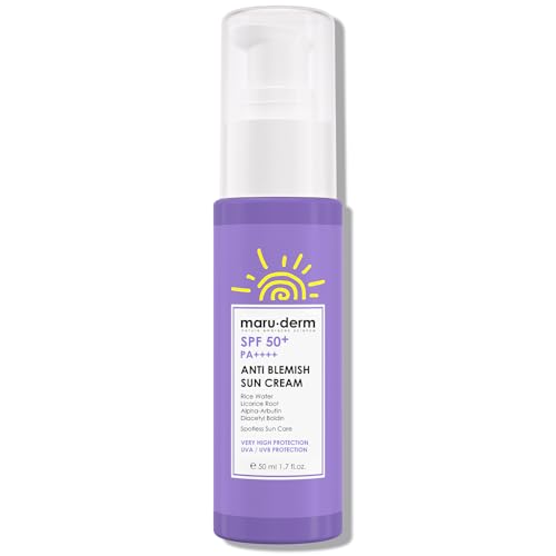 Maruderm Gesichts-Sonnencreme SPF 50+ Anti-Unreinheiten – Breitband-UVA/UVB-Schutz mit Modernen UV-Filtern | Leichte, Nicht-Fettende Formel für Alle Hauttypen, 50 ML