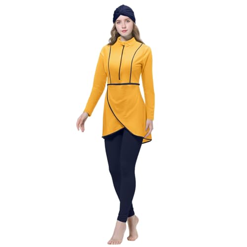 Traje de baño burkini islámico con pantalones y top de manga larga para playa en tallas grandes