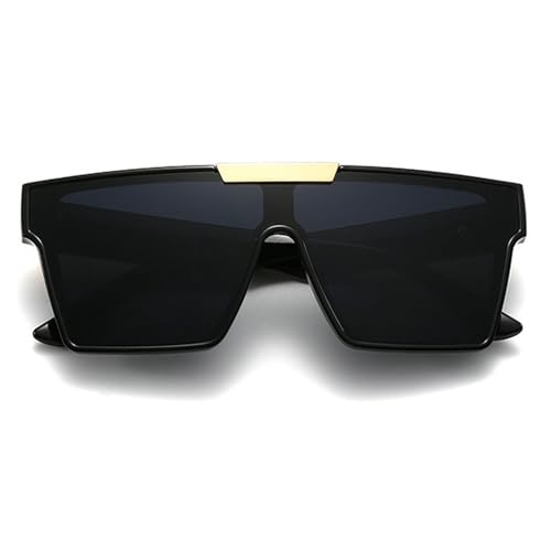 Vintage Male Flat Top Sunglasses Men Black Square Shades UV400 Gradient Sun Glasses For Women One Piece Designer