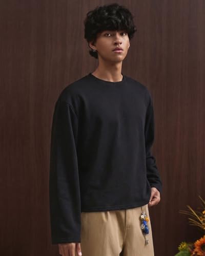 CLOTH N CODE Full Sleeve Black Cotton Oversized Men's T-Shirt - Image 4