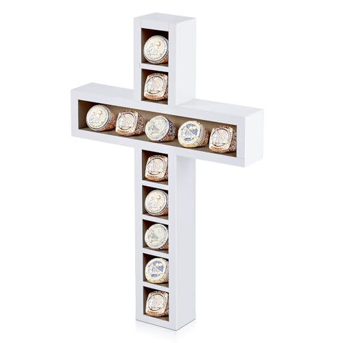 Image of Teenyyou Championship Ring Display Case, 12 Posts, Black Wood Wall Mount
