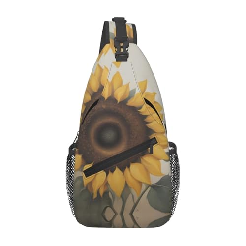 Cross Chest Bag Diagonally - Quality, Durable, and Spacious Shoulder Bag for Men and Women bee & Sunflowers Prints