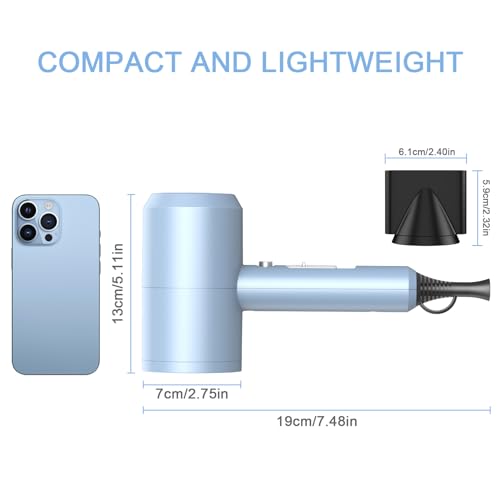 Image of Slopehill Professional Ionic Hair Dryer, Powerful 1800W Fast Drying Low Noise Blow Dryer with 2 Concentrator Nozzle 1 Diffuser Attachments for Home Salon Travel (Matte Blue)