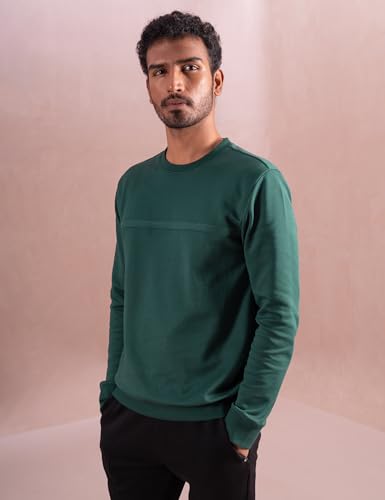 Image of DAMENSCH Men's Regular Fit Cotton Blend Zip Neck Sweatshirt | Full Sleeve Sweatshirts for Men