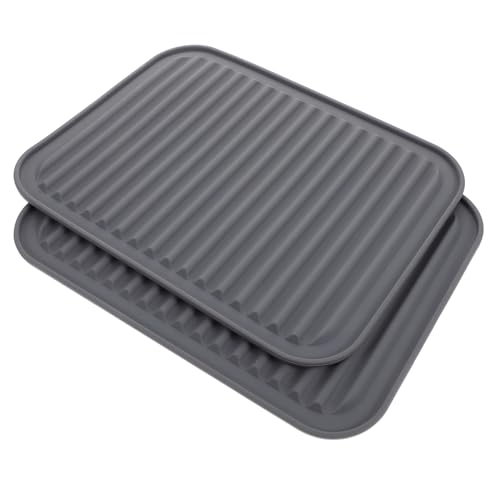 LIFKOME 2 Piezas Estera de Drenaje de Silicona Estera de Silicona de inducción Estera de Drenaje del Fregadero Estera del gabinete del silicón Gel de sílice Grey