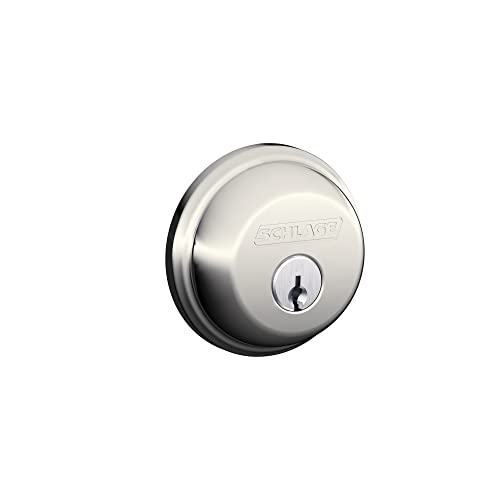 Image of Schlage Single Cylinder Front Door Deadbolt, Polished Nickel