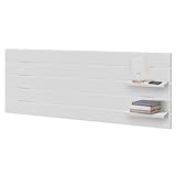 DHOME Cabecero con Estantes de Madera reciclada DM Colgante Pared Estilo Palet Horizontal Cama Vintage Nordico Herrajes incluidos (Blanco Sólido, 160cm)