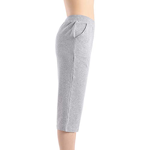 Image of QingWan Womens Shorts with Pockets Elastic Waist Spandex Athletic Short Capri Pants Yoga