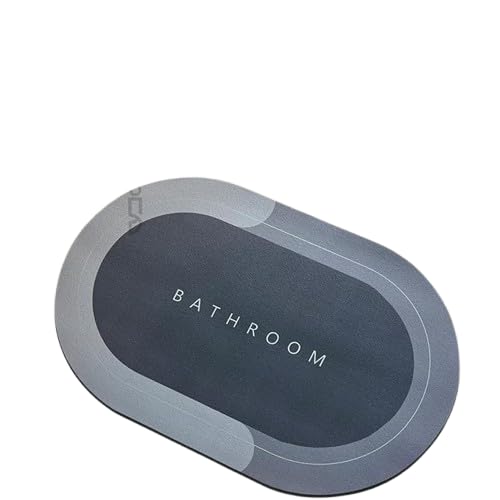 Rubber Oval Bath Mat Grey 40x60 cm | Anti-Skid, Quick Dry, Water Absorbent, Soft Floor Rug, Home & Office Use-image-0