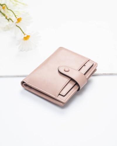 Image of Alldaily Small Slim RFID Blocking Leather Wallet for Women, Bifold with 10 Card Slots and Coin Pocket (Dark Pink)