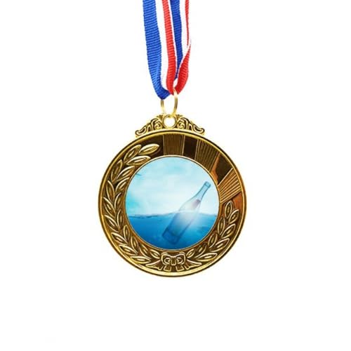 Medalla de oro Ocean Glass con cinta para galardonar el primer puesto en ferias