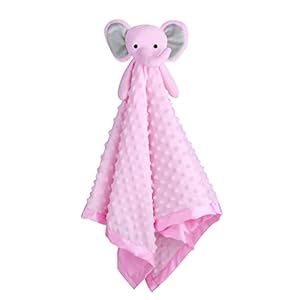 Pro Goleem Large Security Blanket with Stuffed Animal 28.5X28.5 Inch Baby Snuggle Blanket Pink Elephant Lovey Soft Lovie Christmas Baby Girl Gifts for Infant and Toddler