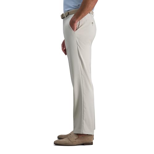 Image of Haggar Men's Cool 18 Pro Classic Fit Flat Front Casual Stretch Performance Golf Pant - Regular and Big & Tall